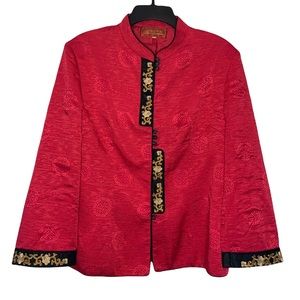 Boerzhongshi Chinese Brocade Pink Floral Mandarin Collar Jacket Size Large